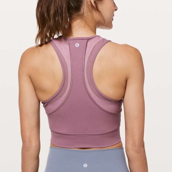 Lululemon Laser Speed Train Crop Tank Top Mesh Workout Top In Purple Figue - Picture 2 of 7